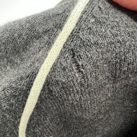 Lisa Todd Cotton Cashmere Blend Sweater Womens Medium Gray Cream Argyle Sequins - Picture 5 of 8